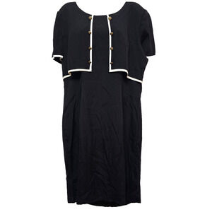 Vtg Womens Dress 16 Black Gothic Steampunk 90s Classic Sciura Minimalist USA